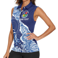 Fiji Lelean Memorial School Personalised Women Sleeveless Polo Shirt Korodredre Davuilevu Masi Mix Style LT7 - Polynesian Pride