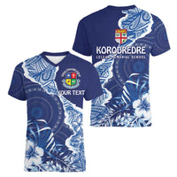 Fiji Lelean Memorial School Personalised Women V-Neck T-Shirt Korodredre Davuilevu Masi Mix Style LT7 - Polynesian Pride