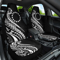 Kia Orana Cook Islands Car Seat Cover Kerekere Plumeria Tropical Waves LT7 One Size Black - Polynesian Pride