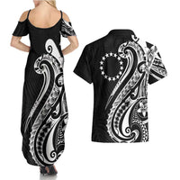 Kia Orana Cook Islands Couples Matching Summer Maxi Dress and Hawaiian Shirt Kerekere Plumeria Tropical Waves LT7 - Polynesian Pride