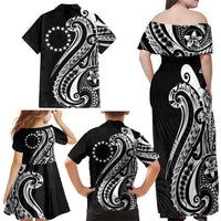 Kia Orana Cook Islands Family Matching Off Shoulder Maxi Dress and Hawaiian Shirt Kerekere Plumeria Tropical Waves LT7 - Polynesian Pride