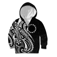 Kia Orana Cook Islands Kid Hoodie Kerekere Plumeria Tropical Waves LT7 Zip Hoodie Black - Polynesian Pride