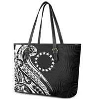 Kia Orana Cook Islands Leather Tote Bag Kerekere Plumeria Tropical Waves LT7 - Polynesian Pride