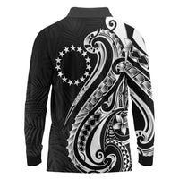 Kia Orana Cook Islands Long Sleeve Polo Shirt Kerekere Plumeria Tropical Waves LT7 - Polynesian Pride