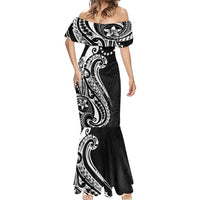 Kia Orana Cook Islands Mermaid Dress Kerekere Plumeria Tropical Waves LT7 - Polynesian Pride