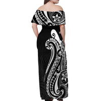 Kia Orana Cook Islands Off Shoulder Maxi Dress Kerekere Plumeria Tropical Waves LT7 - Polynesian Pride