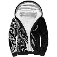 Kia Orana Cook Islands Sherpa Hoodie Kerekere Plumeria Tropical Waves LT7 Unisex Black - Polynesian Pride