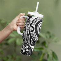 Kia Orana Cook Islands Tumbler With Handle Kerekere Plumeria Tropical Waves LT7 - Polynesian Pride