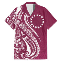 Kia Orana Cook Islands Family Matching Mermaid Dress and Hawaiian Shirt Maroon Plumeria Tropical Waves LT7 Dad's Shirt - Short Sleeve Maroon - Polynesian Pride
