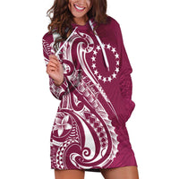 Kia Orana Cook Islands Hoodie Dress Maroon Plumeria Tropical Waves LT7 Maroon - Polynesian Pride