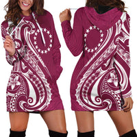 Kia Orana Cook Islands Hoodie Dress Maroon Plumeria Tropical Waves LT7 - Polynesian Pride