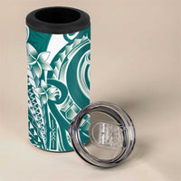 Kia Orana Cook Islands 4 in 1 Can Cooler Tumbler Teal Plumeria Tropical Waves LT7 - Polynesian Pride