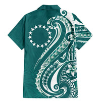 Kia Orana Cook Islands Family Matching Mermaid Dress and Hawaiian Shirt Teal Plumeria Tropical Waves LT7 - Polynesian Pride