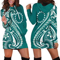 Kia Orana Cook Islands Hoodie Dress Teal Plumeria Tropical Waves LT7 - Polynesian Pride
