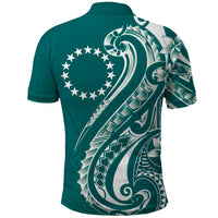 Kia Orana Cook Islands Polo Shirt Teal Plumeria Tropical Waves - Polynesian Pride