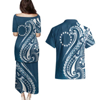 Kia Orana Cook Islands Couples Matching Puletasi and Hawaiian Shirt Auika Plumeria Tropical Waves LT7 - Polynesian Pride