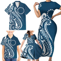 Kia Orana Cook Islands Family Matching Short Sleeve Bodycon Dress and Hawaiian Shirt Auika Plumeria Tropical Waves LT7 - Polynesian Pride