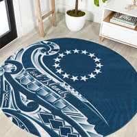 Kia Orana Cook Islands Round Carpet Auika Plumeria Tropical Waves - Polynesian Pride