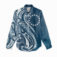 Kia Orana Cook Islands Women Casual Shirt Auika Plumeria Tropical Waves LT7 - Polynesian Pride