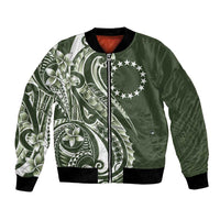 Kia Orana Cook Islands Bomber Jacket Matie Plumeria Tropical Waves - Polynesian Pride