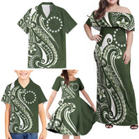 Kia Orana Cook Islands Family Matching Off Shoulder Maxi Dress and Hawaiian Shirt Matie Plumeria Tropical Waves LT7 - Polynesian Pride
