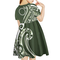 Kia Orana Cook Islands Kid Short Sleeve Dress Matie Plumeria Tropical Waves LT7 - Polynesian Pride