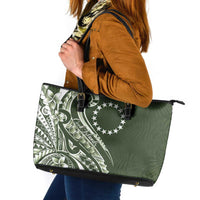 Kia Orana Cook Islands Leather Tote Bag Matie Plumeria Tropical Waves - Polynesian Pride