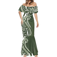Kia Orana Cook Islands Mermaid Dress Matie Plumeria Tropical Waves LT7 - Polynesian Pride