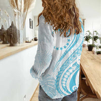 Kia Orana Cook Islands Women Casual Shirt Moana Plumeria Tropical Waves LT7 - Polynesian Pride