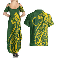 Kia Orana Cook Islands Couples Matching Summer Maxi Dress and Hawaiian Shirt Plumeria Tropical Waves LT7 - Polynesian Pride