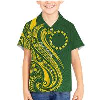 Kia Orana Cook Islands Family Matching Mermaid Dress and Hawaiian Shirt Plumeria Tropical Waves LT7 Son's Shirt Yellow Green - Polynesian Pride