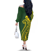 Kia Orana Cook Islands Family Matching Off The Shoulder Long Sleeve Dress and Hawaiian Shirt Plumeria Tropical Waves LT7 - Polynesian Pride