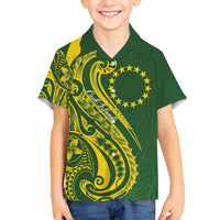 Kia Orana Cook Islands Family Matching Puletasi and Hawaiian Shirt Plumeria Tropical Waves LT7 Son's Shirt Yellow Green - Polynesian Pride
