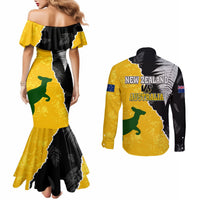 Australia Rugby Mix New Zealands Rugby Couples Matching Mermaid Dress and Long Sleeve Button Shirts Wallabies Versus Silver Fern Sporty Basic LT7 - Polynesian Pride