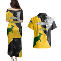Australia Rugby Mix New Zealands Rugby Couples Matching Puletasi Dress and Hawaiian Shirt Wallabies Versus Silver Fern Sporty Basic LT7 - Polynesian Pride