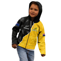 Australia Rugby Mix New Zealands Rugby Kid Hoodie Wallabies Versus Silver Fern Sporty Basic LT7 - Polynesian Pride