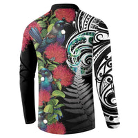 Meri Kirihimete New Zealand Button Sweatshirt Tui on Pohutukawa