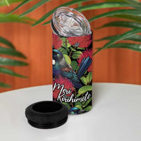 Meri Kirihimete New Zealand 4 in 1 Can Cooler Tumbler Tui on Pohutukawa LT7 - Polynesian Pride