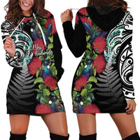 Meri Kirihimete New Zealand Hoodie Dress Tui on Pohutukawa LT7 - Polynesian Pride