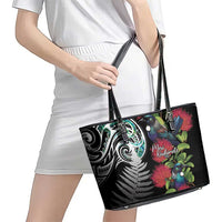 Meri Kirihimete New Zealand Leather Tote Bag Tui on Pohutukawa LT7 - Polynesian Pride