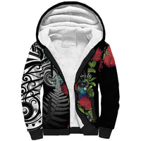 Meri Kirihimete New Zealand Sherpa Hoodie Tui on Pohutukawa LT7 Unisex Black - Polynesian Pride