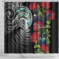 Meri Kirihimete New Zealand Shower Curtain Tui on Pohutukawa LT7 - Polynesian Pride