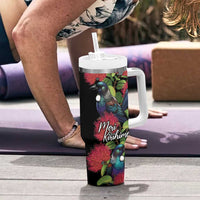 Meri Kirihimete New Zealand Tumbler With Handle Tui on Pohutukawa LT7 - Polynesian Pride