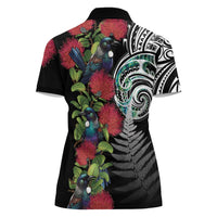 Meri Kirihimete New Zealand Women Polo Shirt Tui on Pohutukawa