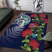 Meri Kirihimete New Zealand Area Rug Tui on Pohutukawa - Blue Ver LT7 Blue - Polynesian Pride