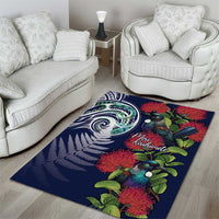 Meri Kirihimete New Zealand Area Rug Tui on Pohutukawa - Blue Ver LT7 - Polynesian Pride