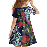 Meri Kirihimete New Zealand Family Matching Summer Maxi Dress and Hawaiian Shirt Tui on Pohutukawa - Blue Ver LT7 - Polynesian Pride