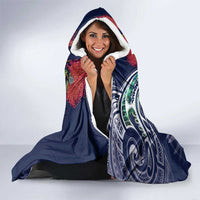 Meri Kirihimete New Zealand Hooded Blanket Tui on Pohutukawa - Blue Ver LT7 - Polynesian Pride