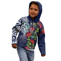 Meri Kirihimete New Zealand Kid Hoodie Tui on Pohutukawa - Blue Ver LT7 - Polynesian Pride