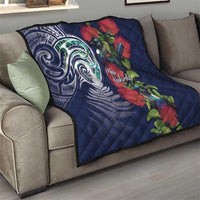 Meri Kirihimete New Zealand Quilt Tui on Pohutukawa - Blue Ver LT7 - Polynesian Pride